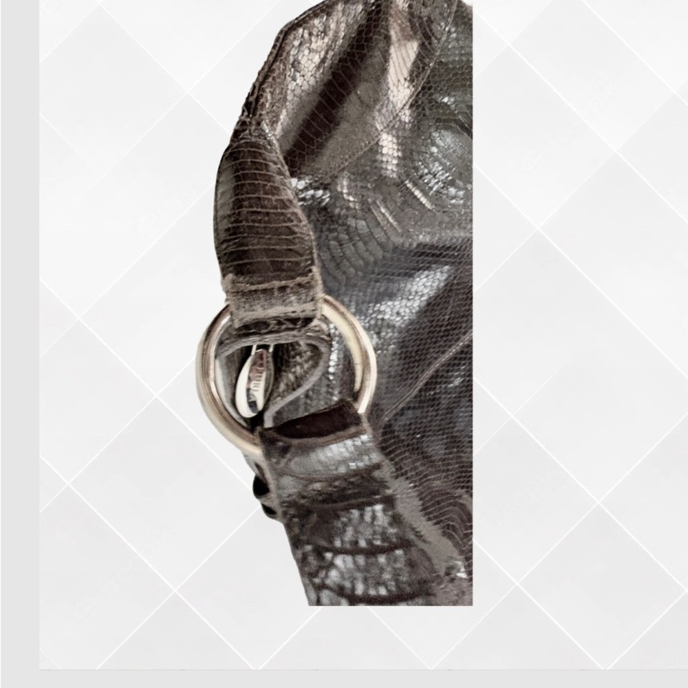 Elegant Furla Chocolate Brown Python Leather Tote… - image 4